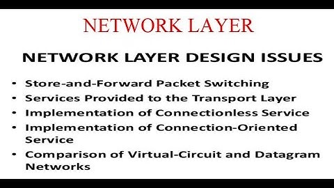 NETWORK LAYER DESIGN ISSUES