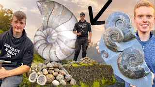 Fossil Hunters Examine SOLID Limestone Nodule! Cracking Jurassic Rocks for Ammonites | Fossil Hunter
