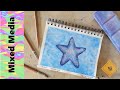 Mixed Media Starfish Painting-Watercolor and Colored Pencil.