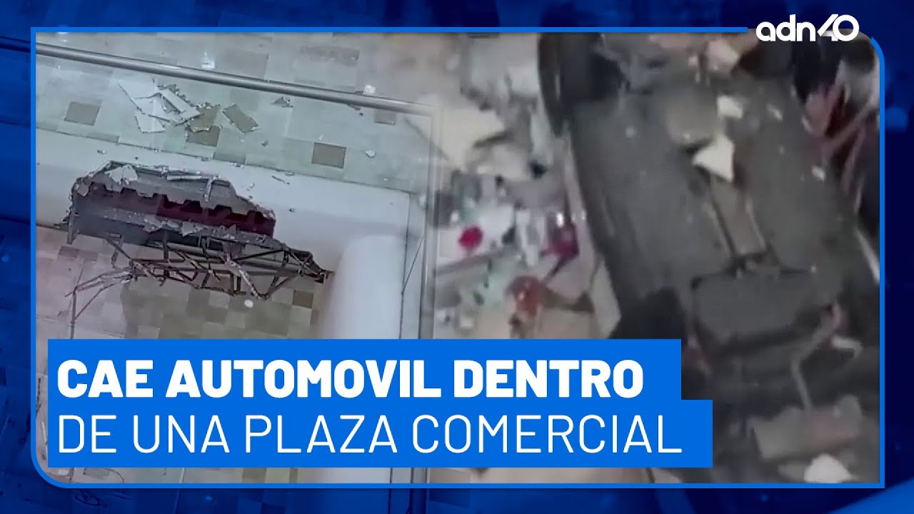 Cae automovil dentro de un centro comercial desde el segundo piso - YouTube