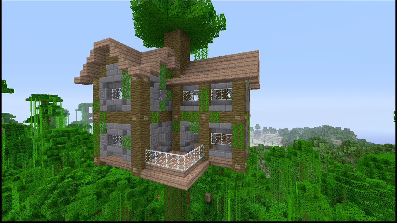 How to build a large jungle tree house in minecraft - YouTube