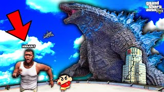 Giant GODZILLA vs SHINCHAN & FRANKLIN in GTA 5 | GODZILLA Attacked Los Santos | GTA V Gameplay