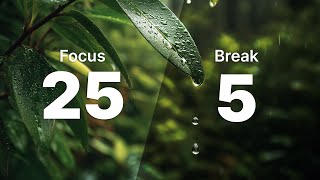 25/5 Gentle Rain Pomodoro Timer | Deep Work Session | ADHD Hyperfocus
