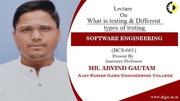 WHAT IS TESTING & DIFFERENT  TYPES OF TESTING  | SE | LECTURE 05 BY MR. ARVIND GAUTAM | AKGEC