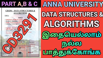 Data Structures and Algorithms Important Questions Anna University | Engineering DSA | CD3291 | AU