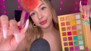 ASMR doing your spring makeup (fast & aggressive, mouth sounds) 🌷🌸💐