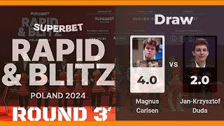 Magnus Carlsen vs Jan Krzysztof Duda ♡ Superbet Rapid & Blitz Poland 2024