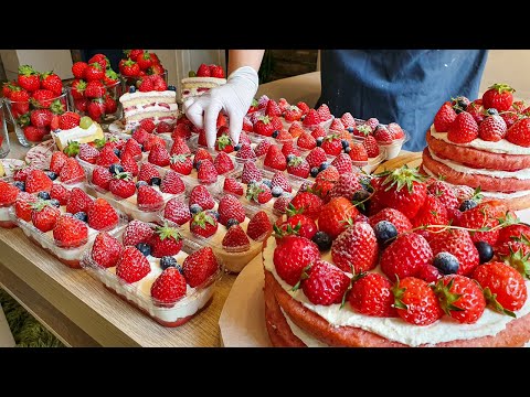 How to make strawberry cake and strawberry tiramisu- Korean street food