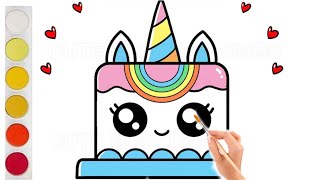 Cake drawing for kids// Rainbow cake drawing// Drawing tutorial// kids Art