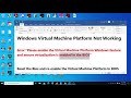 Fix Windows Virtual Machine Platform Not Working Enable the Virtual Machine Platform Windows Feature Mp3 Song