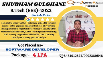 QSPIDERS/JSPIDERS HADAPSAR STUDENT GOT PLACED AS SOFTWARE DEVELOPER, CONGRATULATIONS SHUBHAM