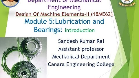 VTU DME II 18ME62 M5 L1 Lubrication and Bearings Introduction