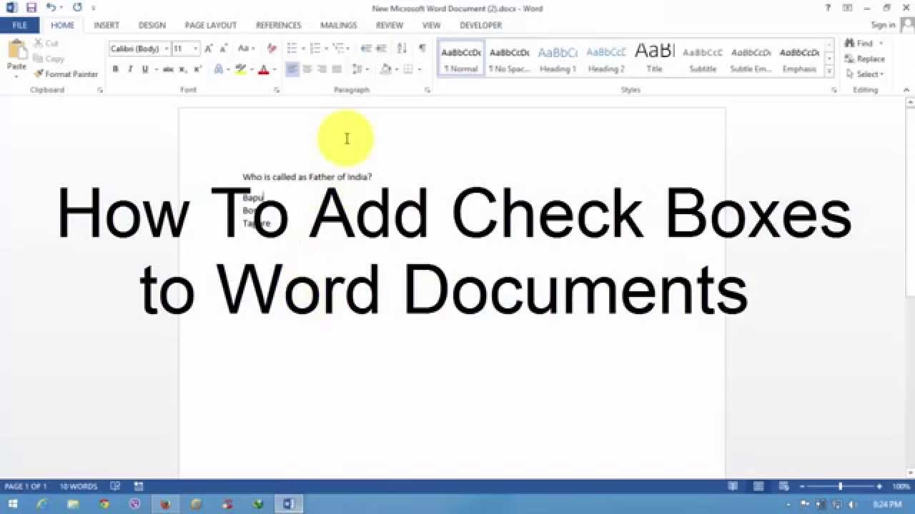 How To Add Check Boxes to Word Documents YouTube