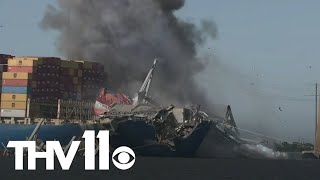 Crews conduct demolition of Baltimore bridge