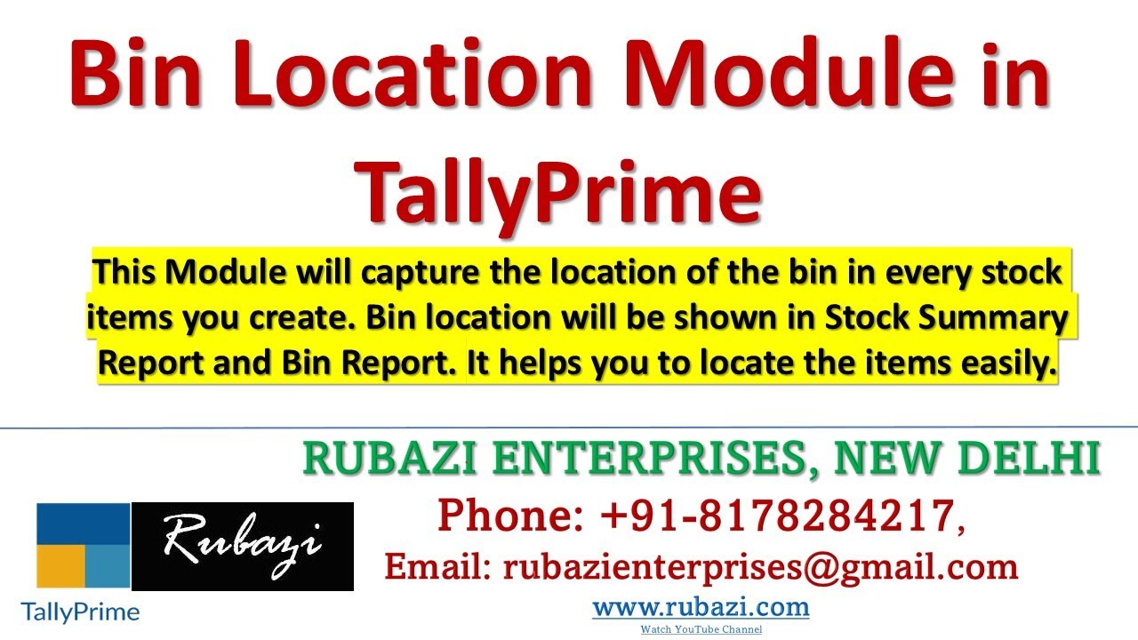 Bin Location Module in TallyPrime || Rubazi