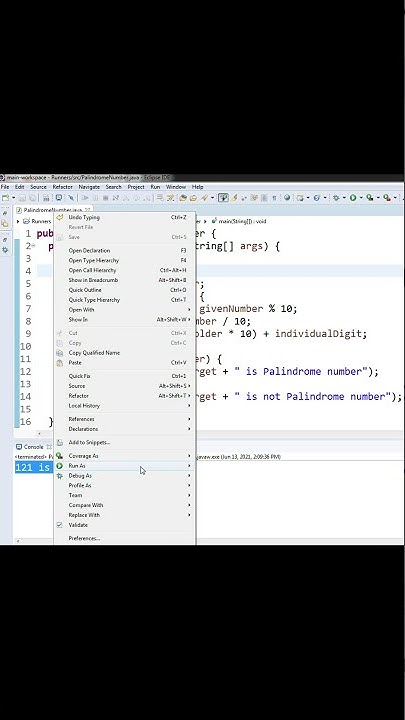 Java Code to Check Palindrome Number Or Not #shorts - YouTube