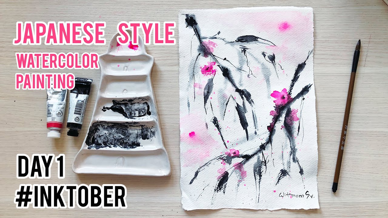 INKTOBER 2019 DAY 1 Japanese style watercolor painting