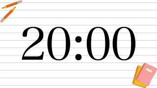 20 Minute Fun School Notebook Clroom Timer No Music, Piano Alarm At End