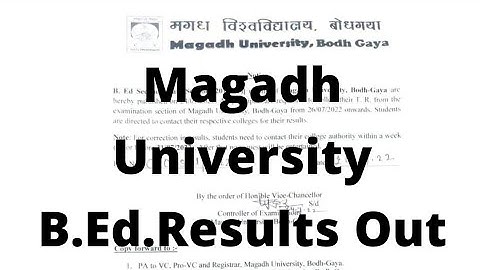Magadh University B.Ed.results out 2022।।B.Ed.2nd year 2019-2021।।B.Ed.1st year 2020-2022।।