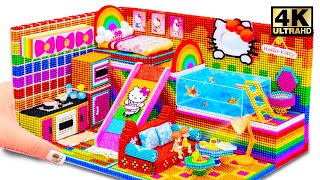 DIY How To Build Mini Hello Kitty House Has Bunk Bed, Kitchen From Magnetic Balls (ASMR)