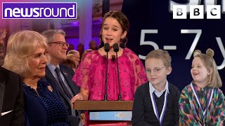The Queen and Alisha Weir Award BBC's 500 Words Competition Winners their Prizes | Newsround