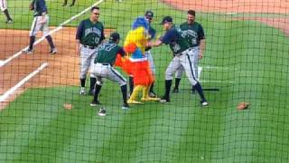 Famous Chicken gets beat up by the opposing team!