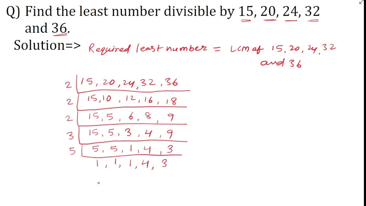 Find The Least Number Divisible By 15 20 24 32 And 36 YouTube Find The Least Number Divisible By 15 20 24 32 And 36 YouTube