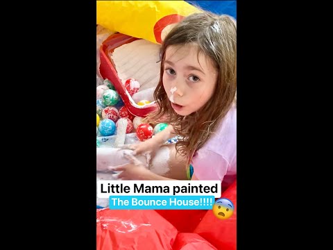 Little Mama painted the BOUNCE HOUSE!😨 Jordan cleaned up the mess...🥺