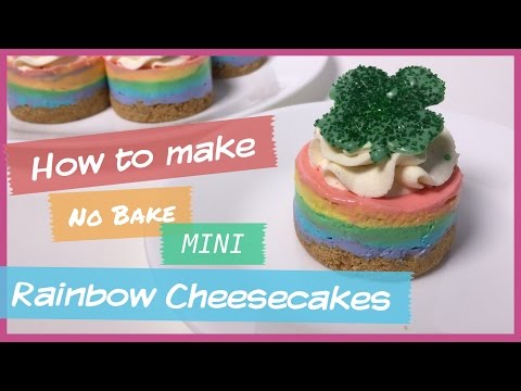 No Bake Mini Rainbow Cheesecake