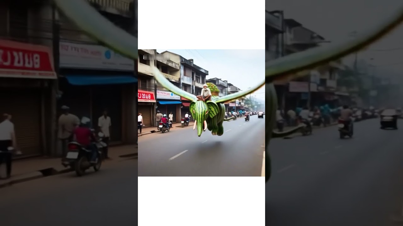 watermelon elephant flying in the sky 🤯🥰 