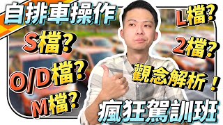 #汽車考照 起步太慢被罵超派10分鐘了解自排車操作全觀念教學甚麼是O/D檔S檔M檔2檔L檔教學解析《教練日常》