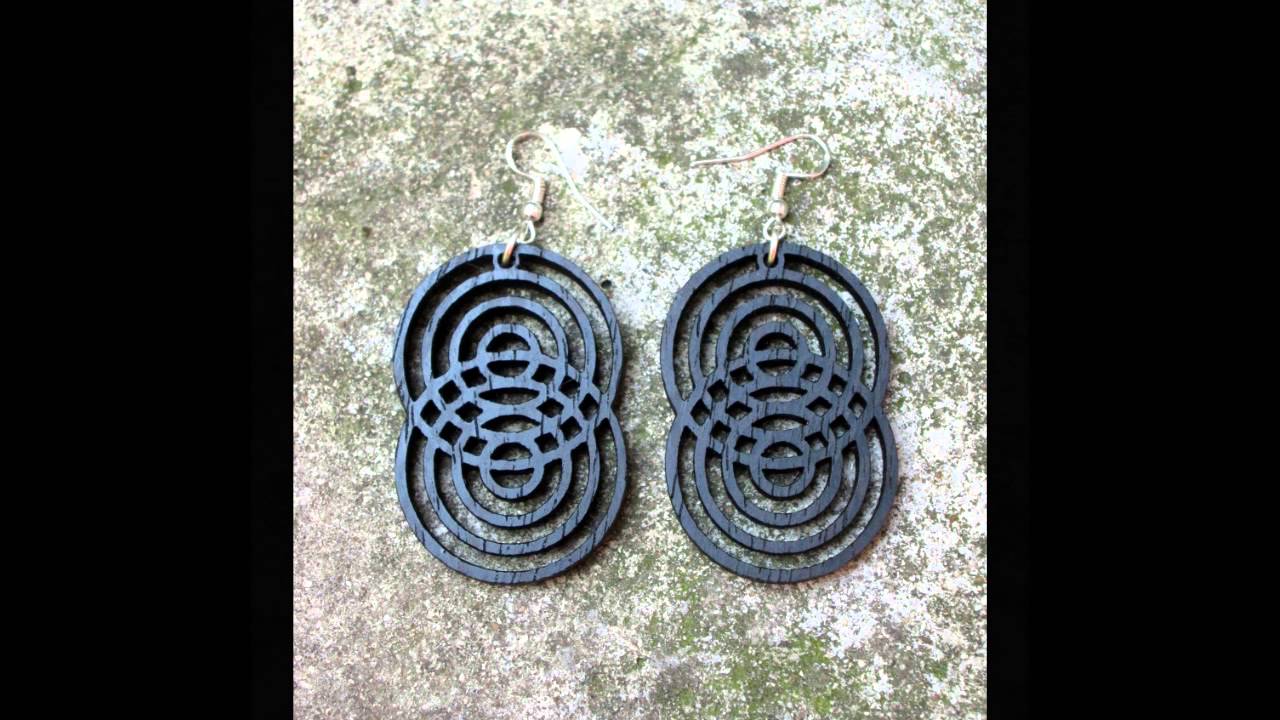 Серьги из дерева wenge от мастерской ZanoZa. Exotic wood wenge earrings.