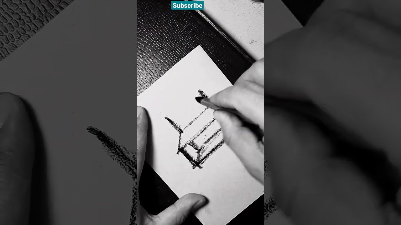 How to draw a house || Easy charcoal drawing 