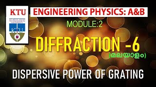 Diffraction-6: Dispersive  power of grating  | KTU Engineering Physics 2024 scheme (Group:C&D)