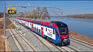 Fast trains in Serbia -- 200km/h and 160km/h at Belgrade - Novi Sad upgraded railway line [4K]