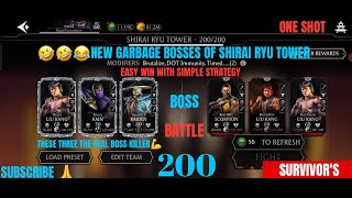 ONE SHOT BOSS BATTLE 200 NEW UPDATED SHIRAI RYU TOWER, MORTAL KOMBAT MOBILE, MK MOBILE GAMING