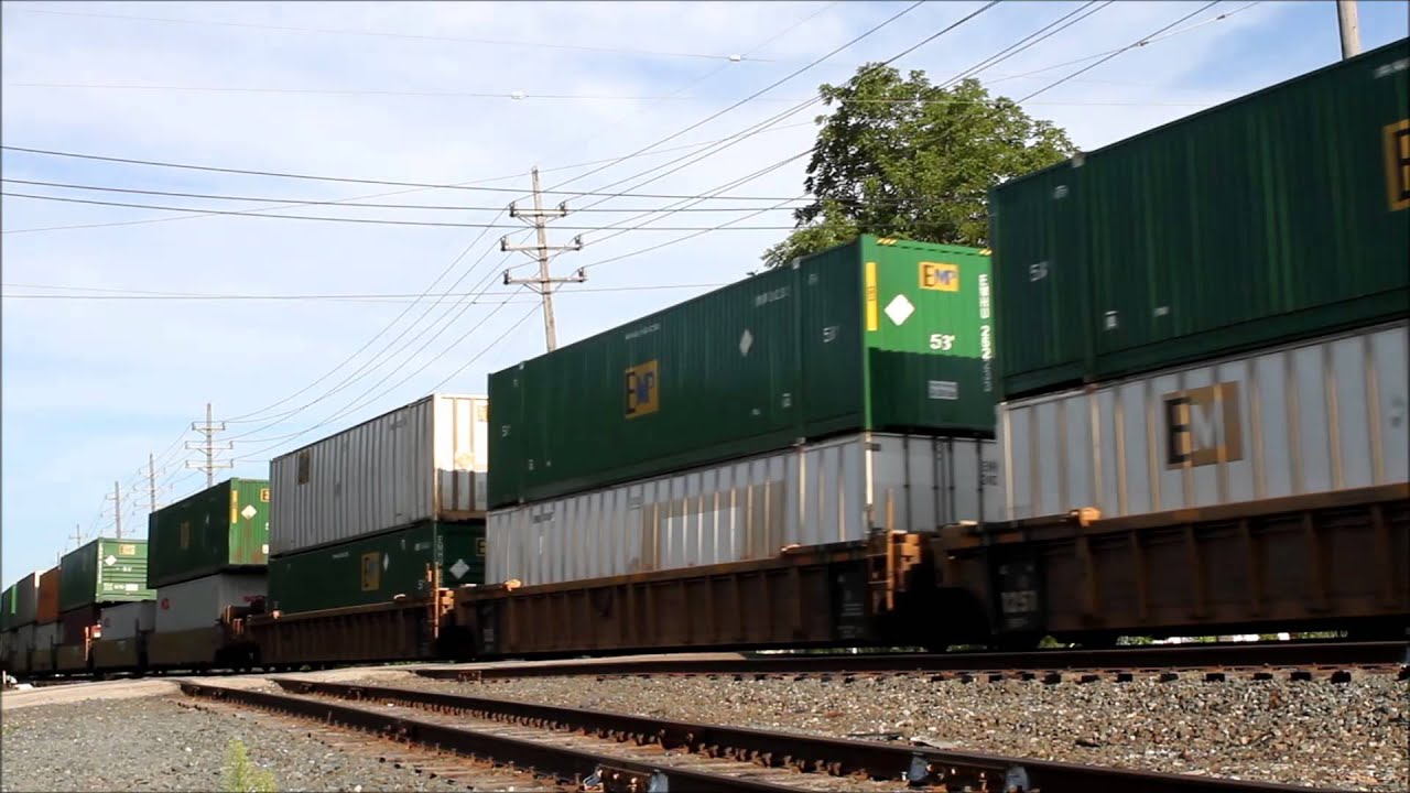 CSX Intermodal Lead by Canadian Pacific with Citirail Trailing - YouTube