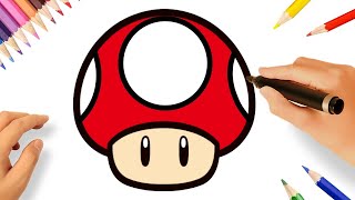 HOW TO DRAW A MARIO MUSHROOM EASY 🍄| SUPER MARIO BROS DRAWINGS