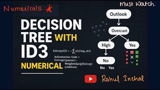 Decision Tree Numerical using ID3 Algorithm || Machine Learning || Rahul Inchal