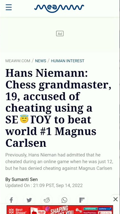 Hans Niemann using S*x toy to beat Magnus Carlsen?