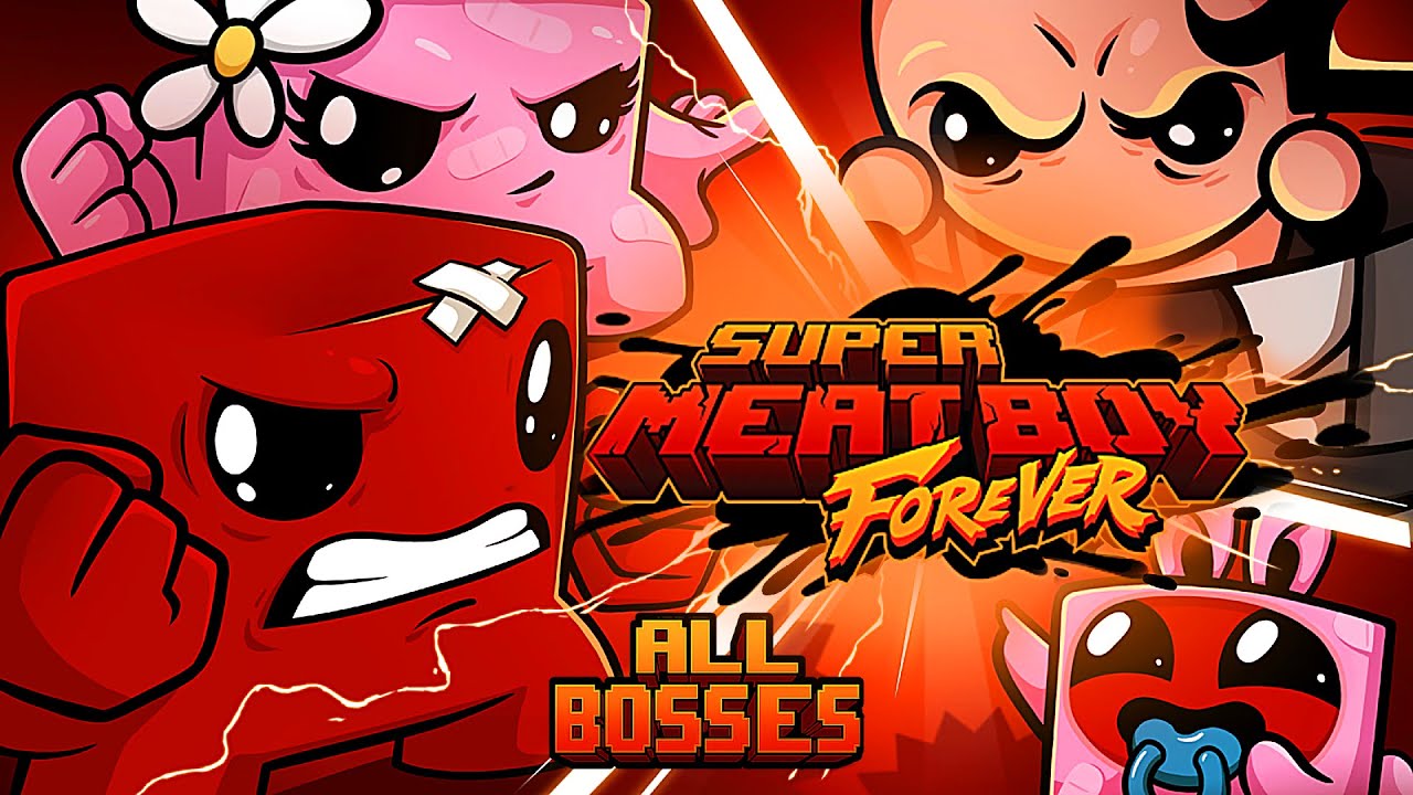 Super Meat Boy Forever - All Bosses + Cutscenes & Ending (No Damage)