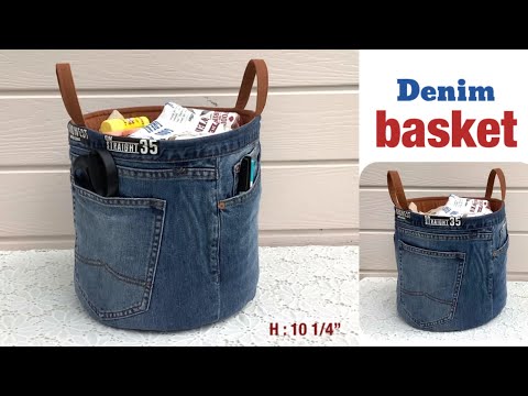 How to sew a small denim laundry basket tutorial, diy sewing a small ...