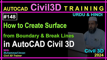 How to Create Surface from Boundary and Break Lines | AutoCAD Civil 3D in Hindi & Urdu | PART-148