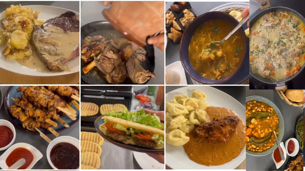 8 Recettes✨ Menu de la Semaine✨ Poulet crème✨haricots blancs ✨Brochettes ✨Sandwich ✨Entrecôtes ...☀️