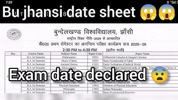 Bu Jhansi Exam Date Sheet 2025 | bu jhansi ba bsc bcom tentative date sheet 2025 | This jhansi exam.