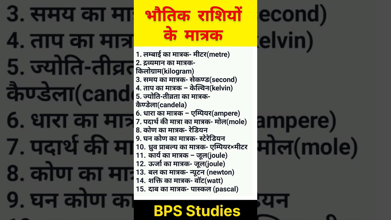 भौतिक राशियों के मात्रक ||