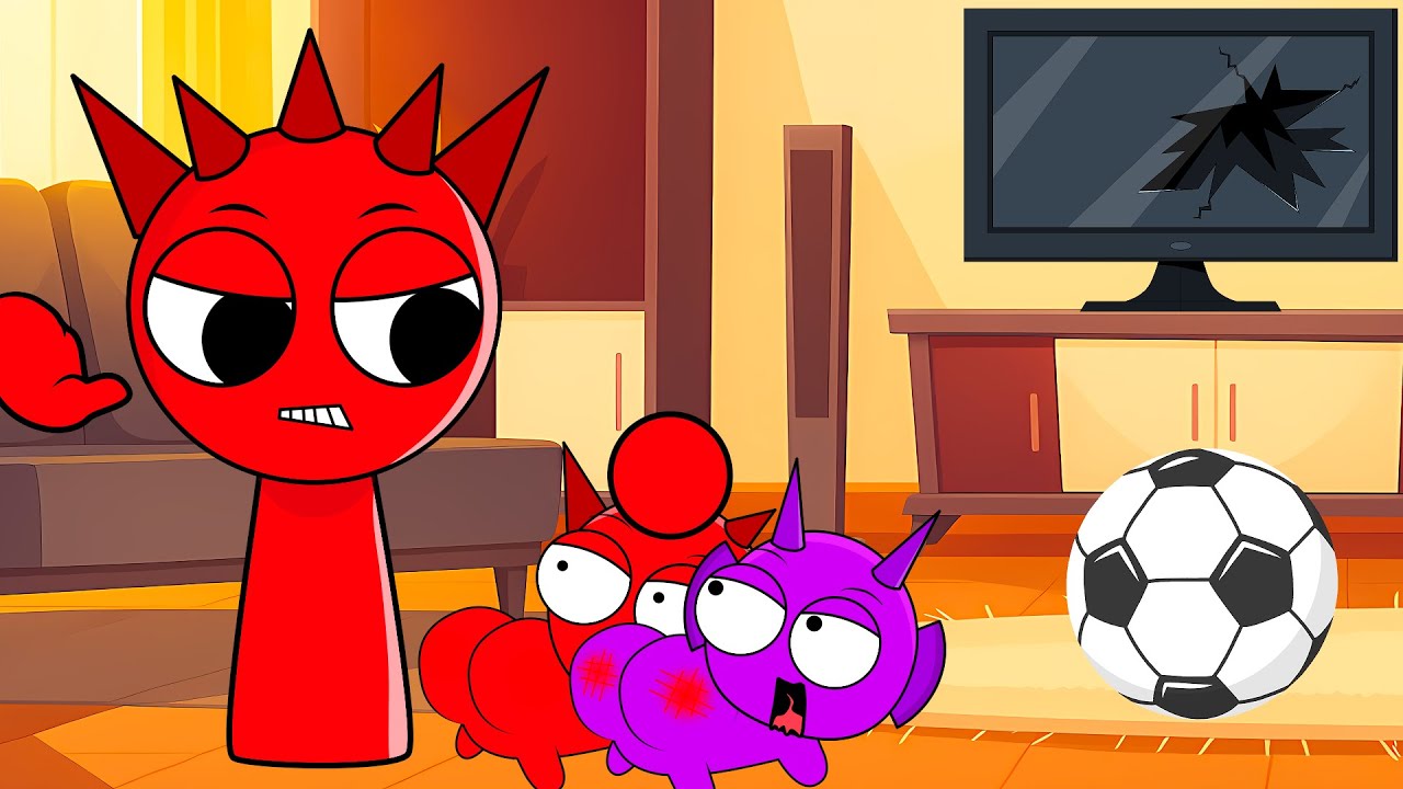 Raddy & Durple baby were playing football and broke the TV, making Raddy's mom angry.