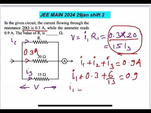JEE MAIN 2024(29th Jan Shift 2) Circuit Current Solution: Find Current in 20ohm Resistance | Allen.AskDoubtnut.com 14 JEE MAIN 2024(29jan shift2)In the given circuit, the current flowing through theresistance 20ohm is