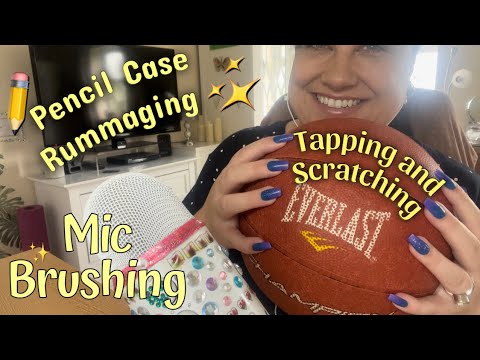 ASMR // Fast Tapping / Basket Ball / Pencil Case Sounds / Rummaging / Mic Brushing