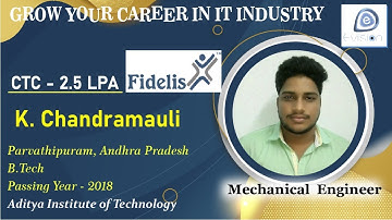 Congrats, Chandra | MECHANICAL ENGINEER | 2.5 LPA | Got Selected as Tech Support Engineer in FIDELIS